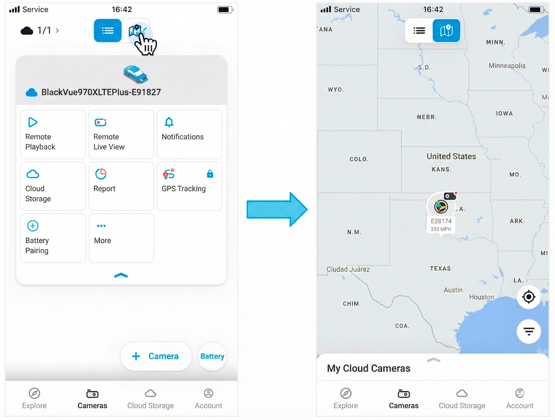 Map View – zobrazení polohy kamer